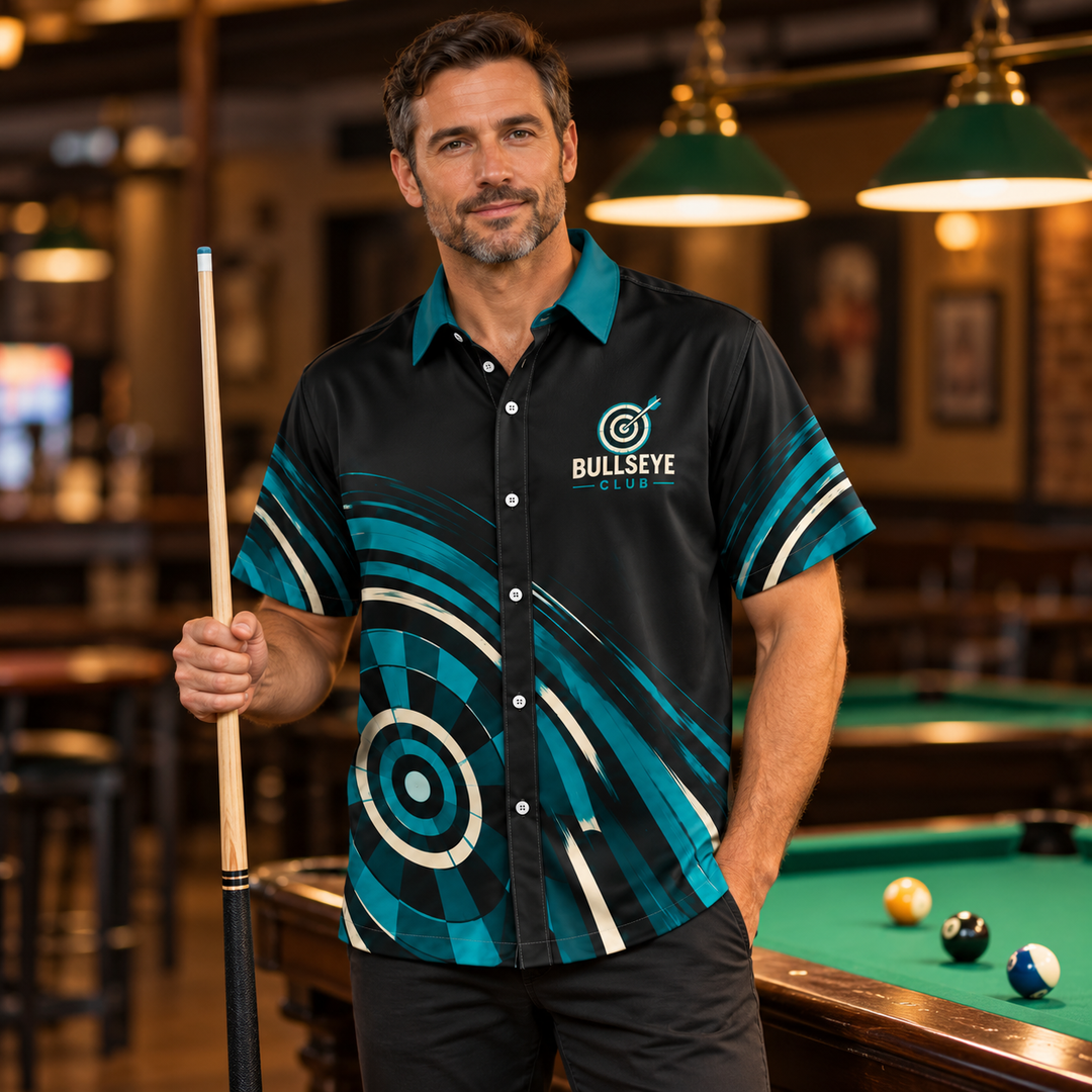 Billiards & Darts Short Sleeve Button-Up - lifestyle