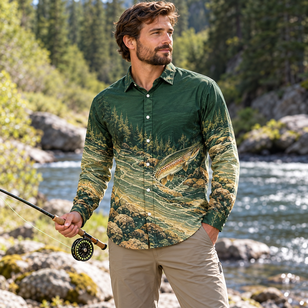 Fly Fishing Long Sleeve Button-Up - lifestyle